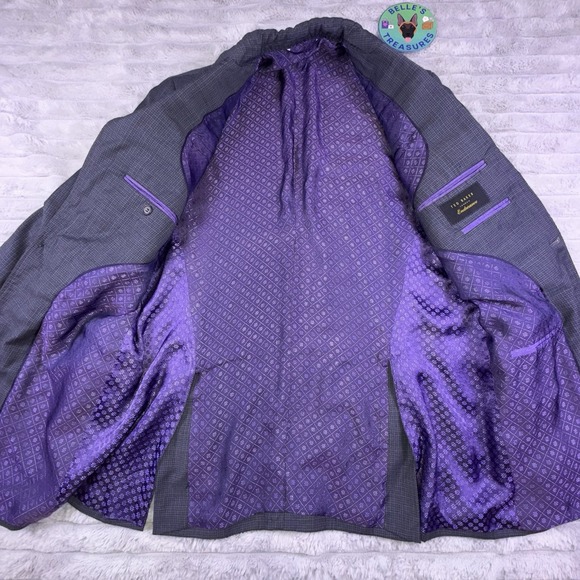 Ted Baker Blazer 40R Blue Black Check Endurance Single Breasted Suit Jacket - Picture 10 of 13